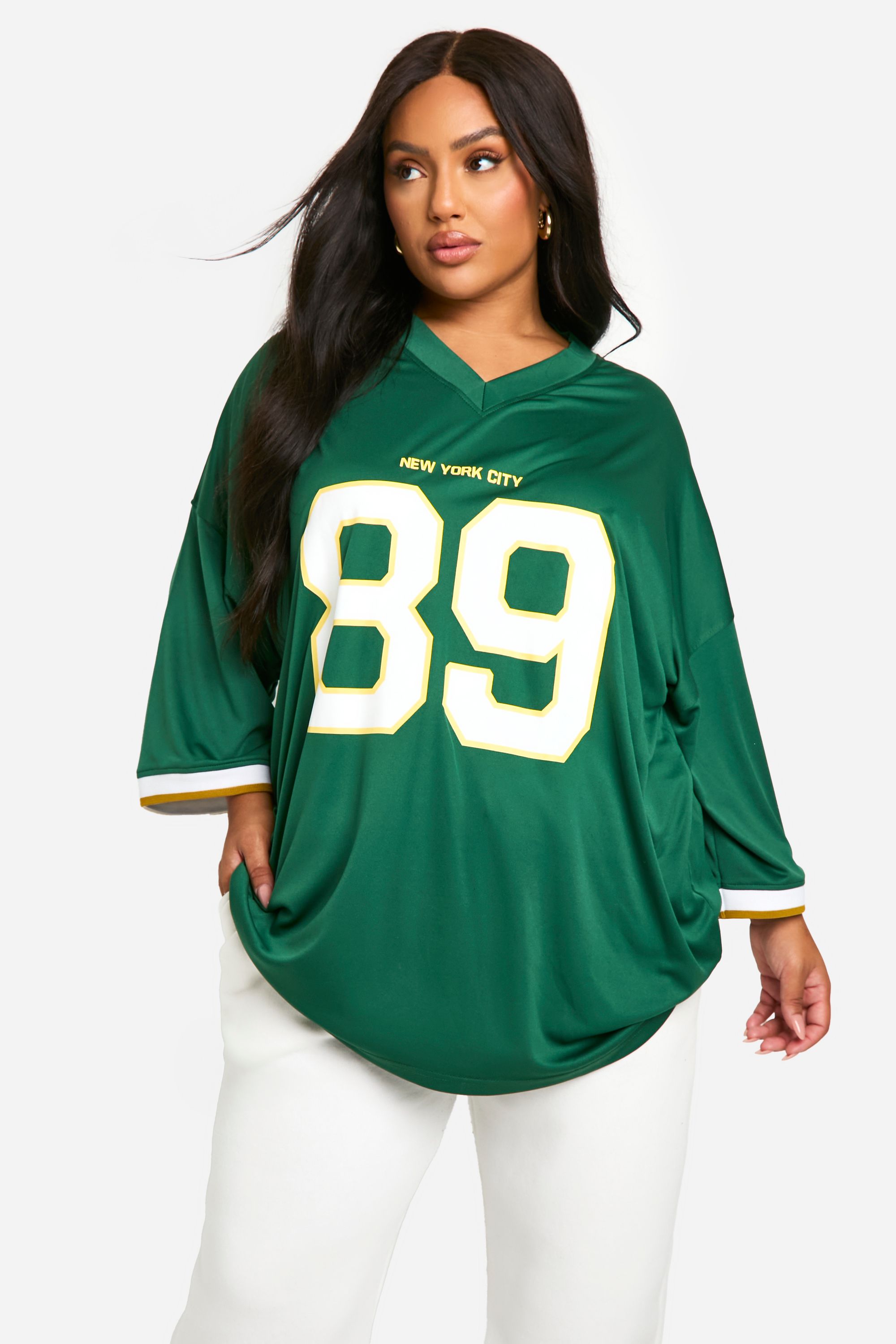 

Футболка футбольная Boohoo Plus 89 New York City Slogan, лесной