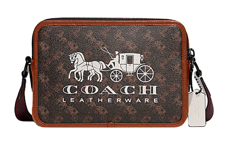 

COACH Кожаная камера через плечо средний размер мужская темно-коричневая