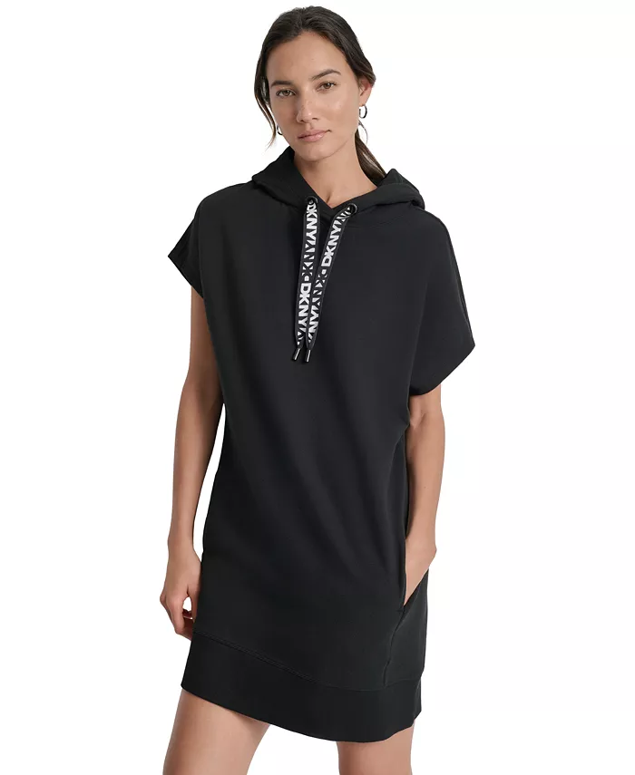 

Женское худи-платье с логотипом на шнурках Sneaker Dress DKNY, черный