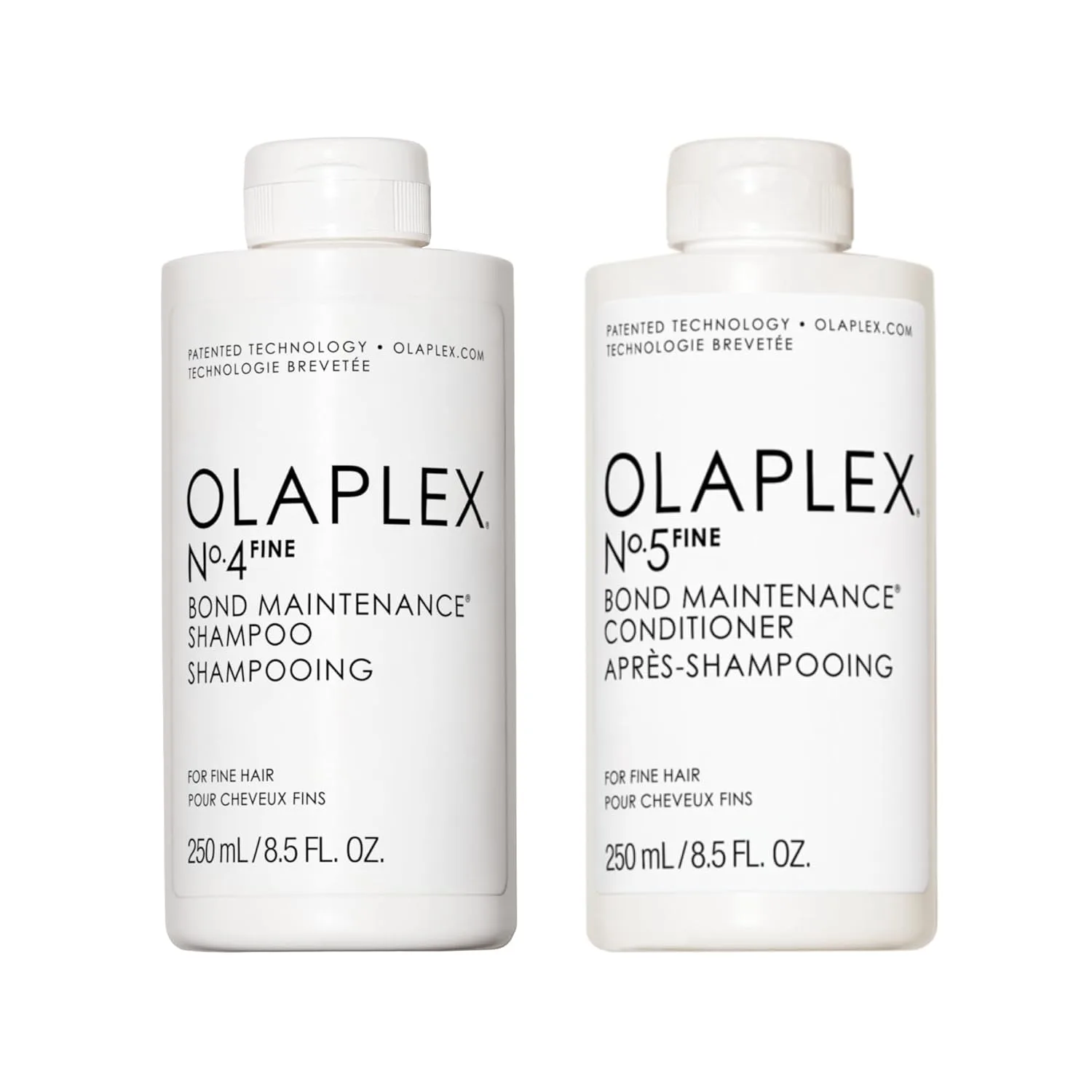 Набор, включающий: шампунь Olaplex No.4FINE Bond Maintenance Ultra-light (255 мл) + кондиционер Olaplex Nº.5FINE Bond Maintenance (255 мл).