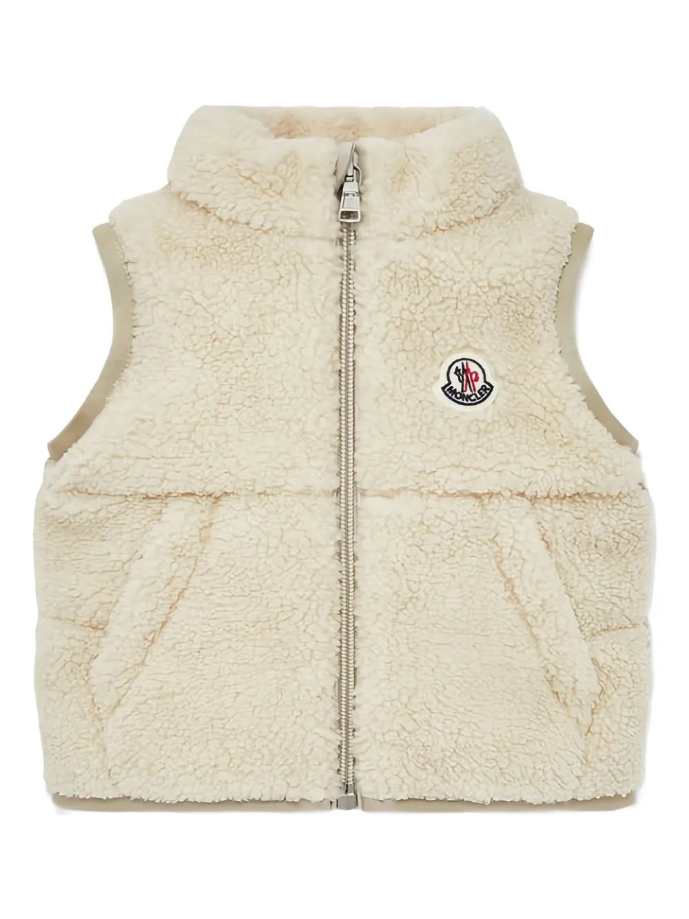 

Стеганый жилет с воротником из шерпы Moncler Enfant, нейтральный