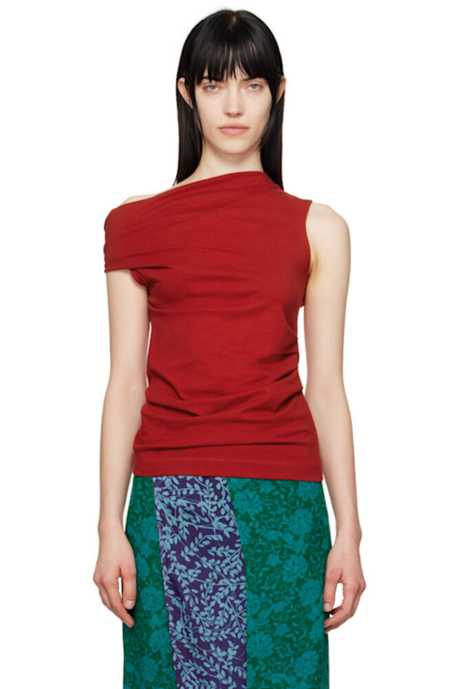 

Красный трикотажный топ с открытыми плечами Dries Van Noten