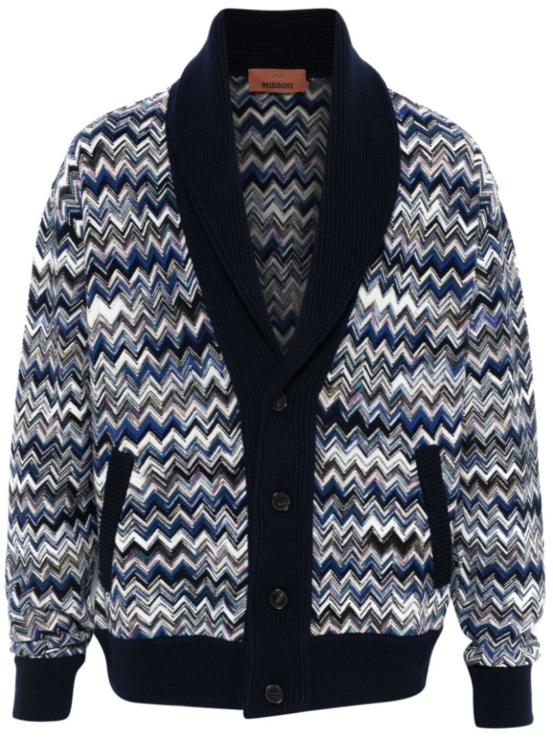 

Missoni шерстяной кардиган с узором зигзаг, синий