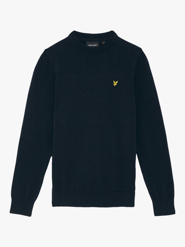 Детский хлопковый джемпер свободного кроя с круглым вырезом Lyle & Scott, Dark Navy — фото 4