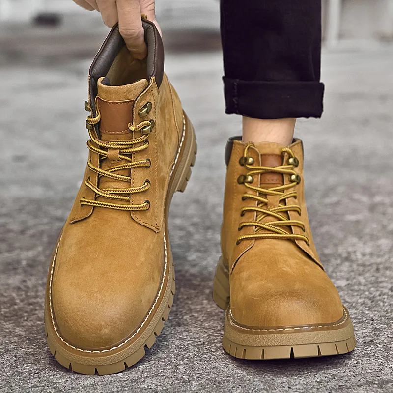 Ботинки платформенные мужские combat 12 см BAGE, Gray Fleece-Lined — фото 4