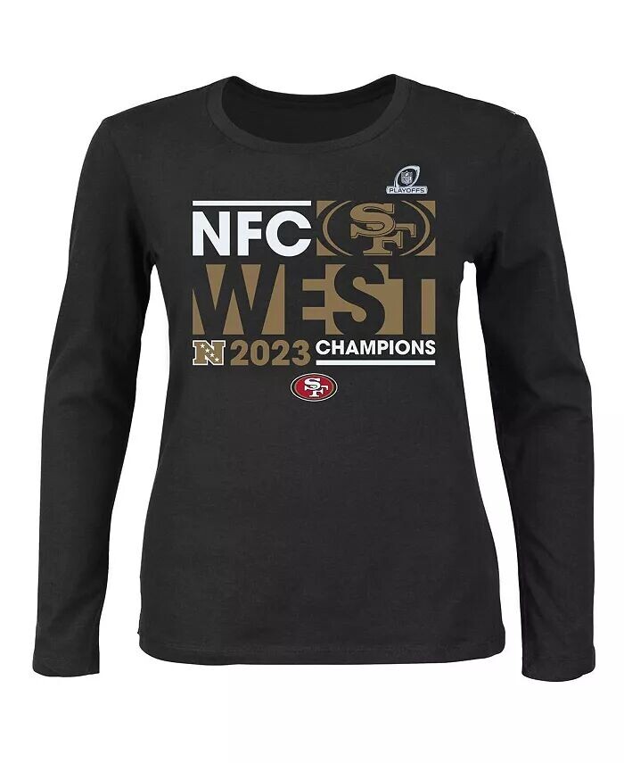 

Черная женская футболка San Francisco 49ers 2023 NFC West Division Champions с длинными рукавами и круглым вырезом больших размеров Fanatics, черный