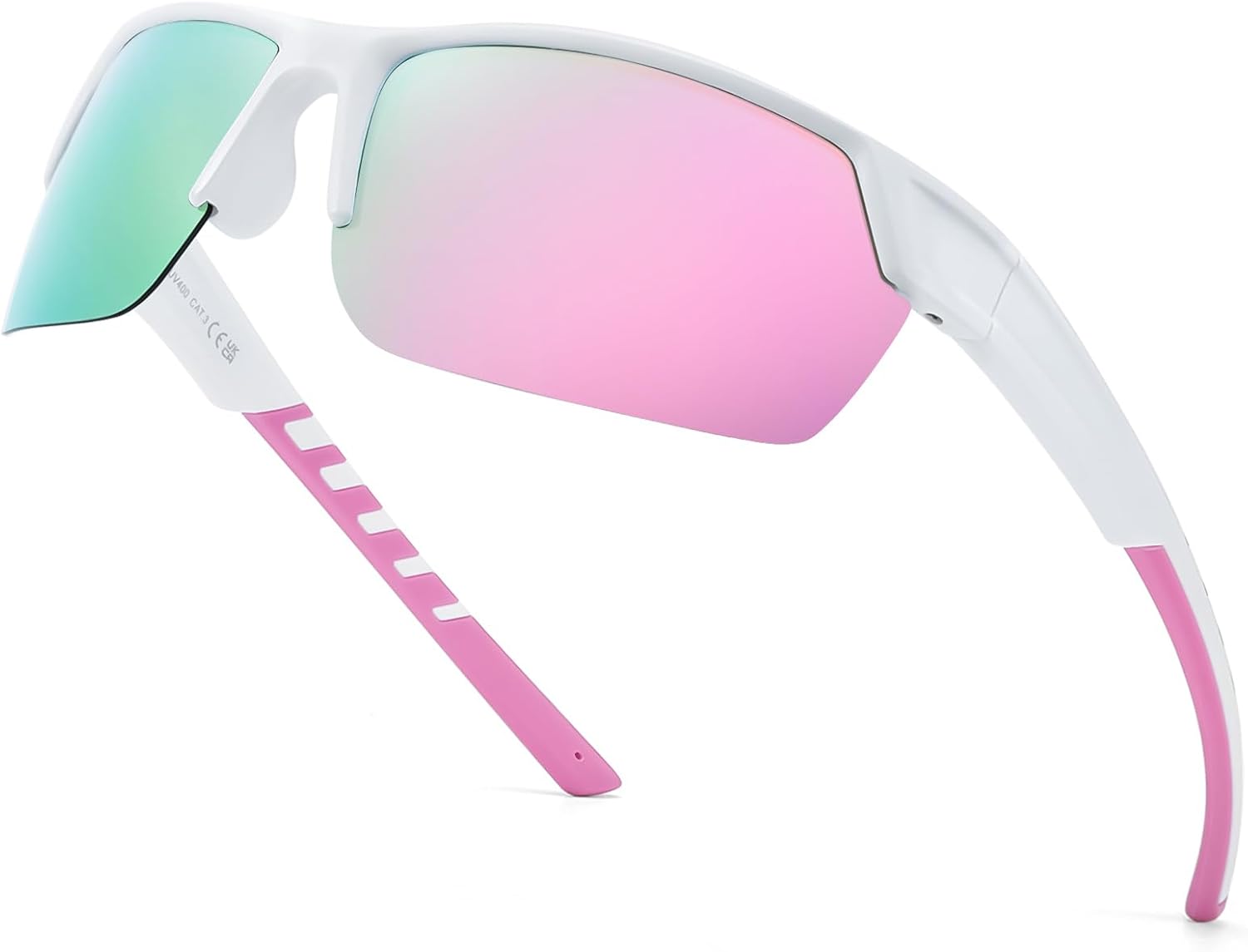 

Женские солнцезащитные очки для бега TJUTR, поляризованные, обтекаемой формы, с защитой от УФ-излучения UV400, для занятий спортом, велоспортом, гольфом, TS3080, A1 White Pink/Pink