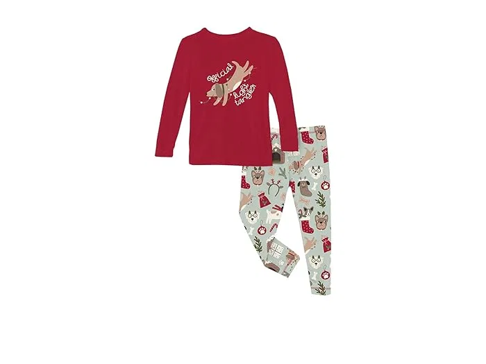 Пижама с графическим принтом Long Sleeve Graphic Tee Pajama Set Kickee Pants Kids, Heirloom Tomato