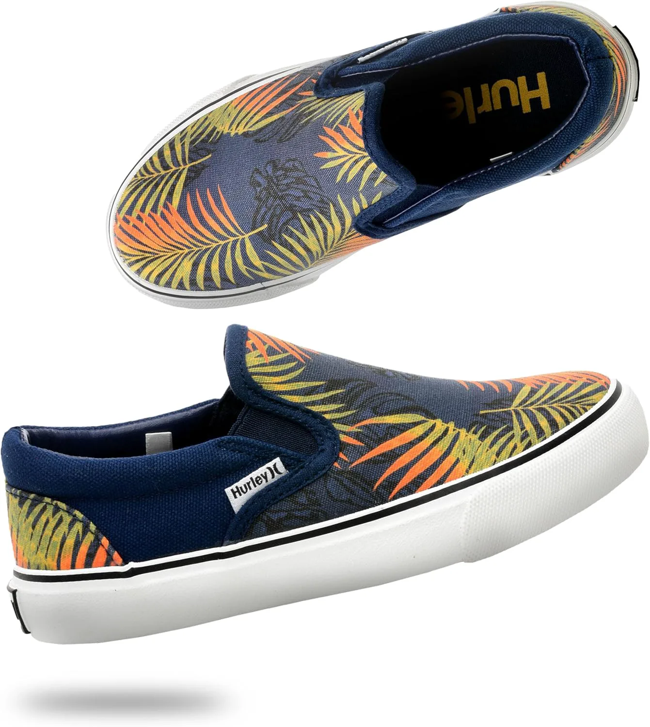 

Детские слипоны Hurley из холщовой ткани для скейтбординга для мальчиков и девочек - легкие низкие кроссовки для скейтбординга для детей, синий