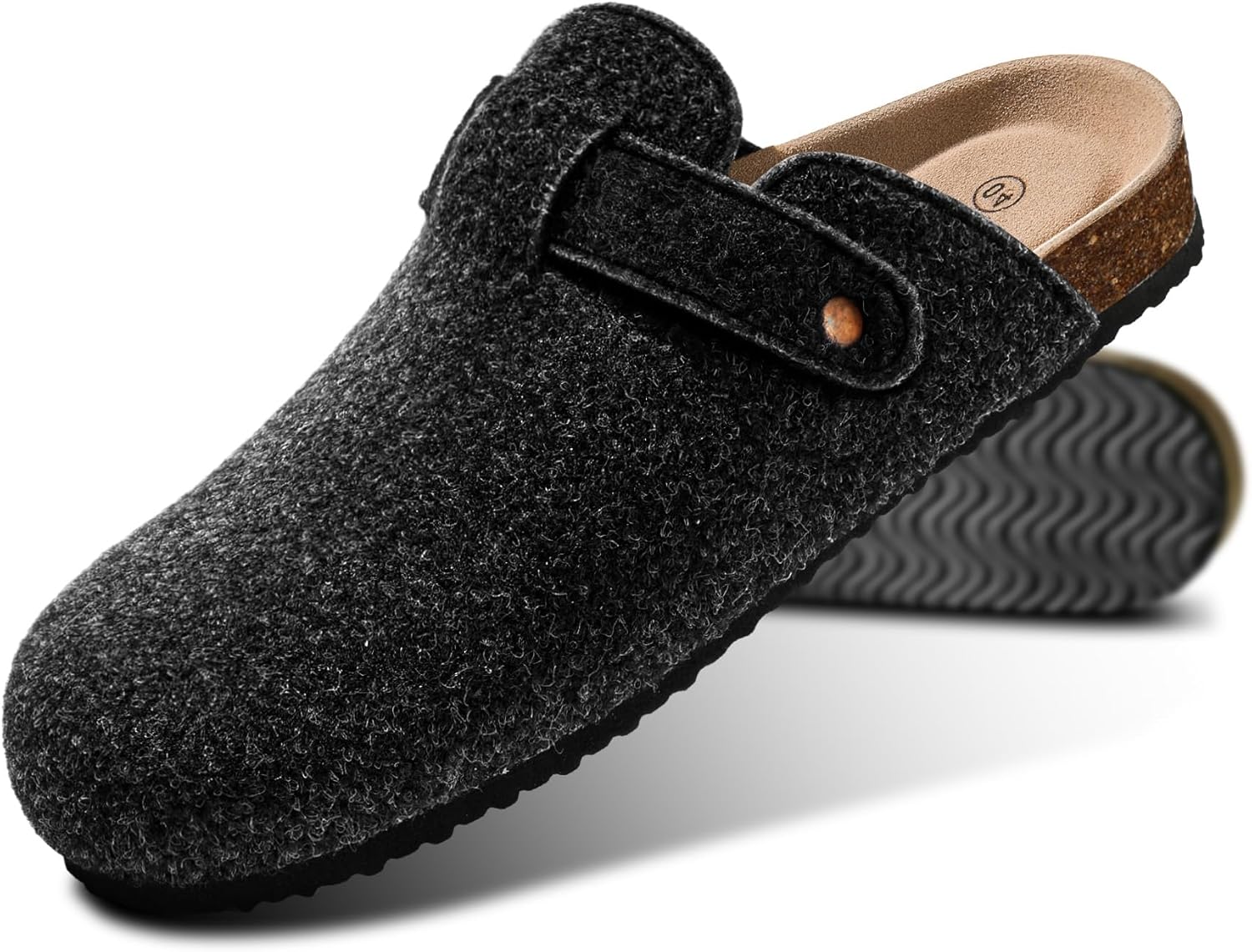 

Женские сабо, мюли, сандалии и тапочки KEMISANT с флисовой подкладкой, унисекс, подошва из пробки с амортизирующей стелькой из вспененной памяти, черный