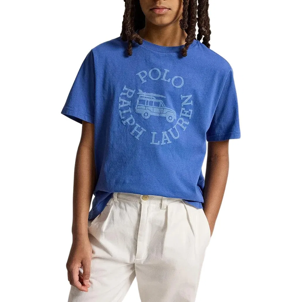 Футболка классическая детская Polo Ralph Lauren синяя — фото 4