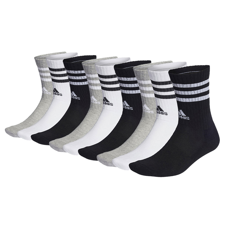 

Носки до середины икры Унисекс 3 пары Adidas, 9 пар (Серый+Чёрный+Белый)