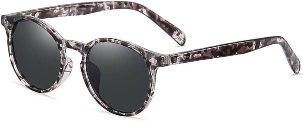 

Ретро круглые солнцезащитные очки для женщин и мужчин, сверхлегкие поляризованные, унисекс, для вождения, винтажные солнцезащитные очки UV400 MTZJH, Black Leopard-gray