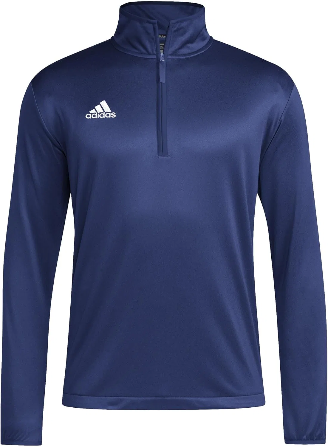 Мужская спортивная повседневная футболка adidas Coach с длинным рукавом и застежкой-молнией до середины груди - синяя