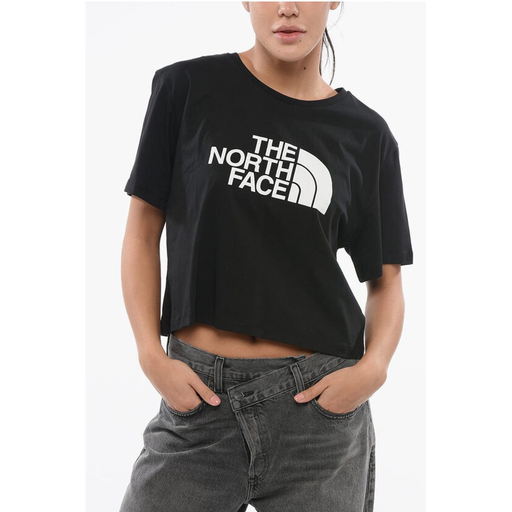 

Укороченная футболка с круглым вырезом и напечатанным логотипом The North Face, Black
