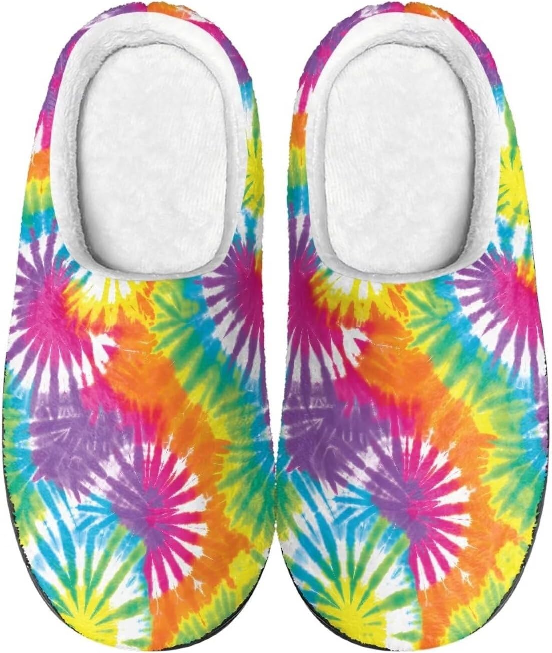 

Semiouray Autumn Halloween Унисекс-взрослые тапочки с подошвой EVA и туфли Tie-Dye House Тапочки для дома и на улице для дома и на улице, Rainbow Tie-dye