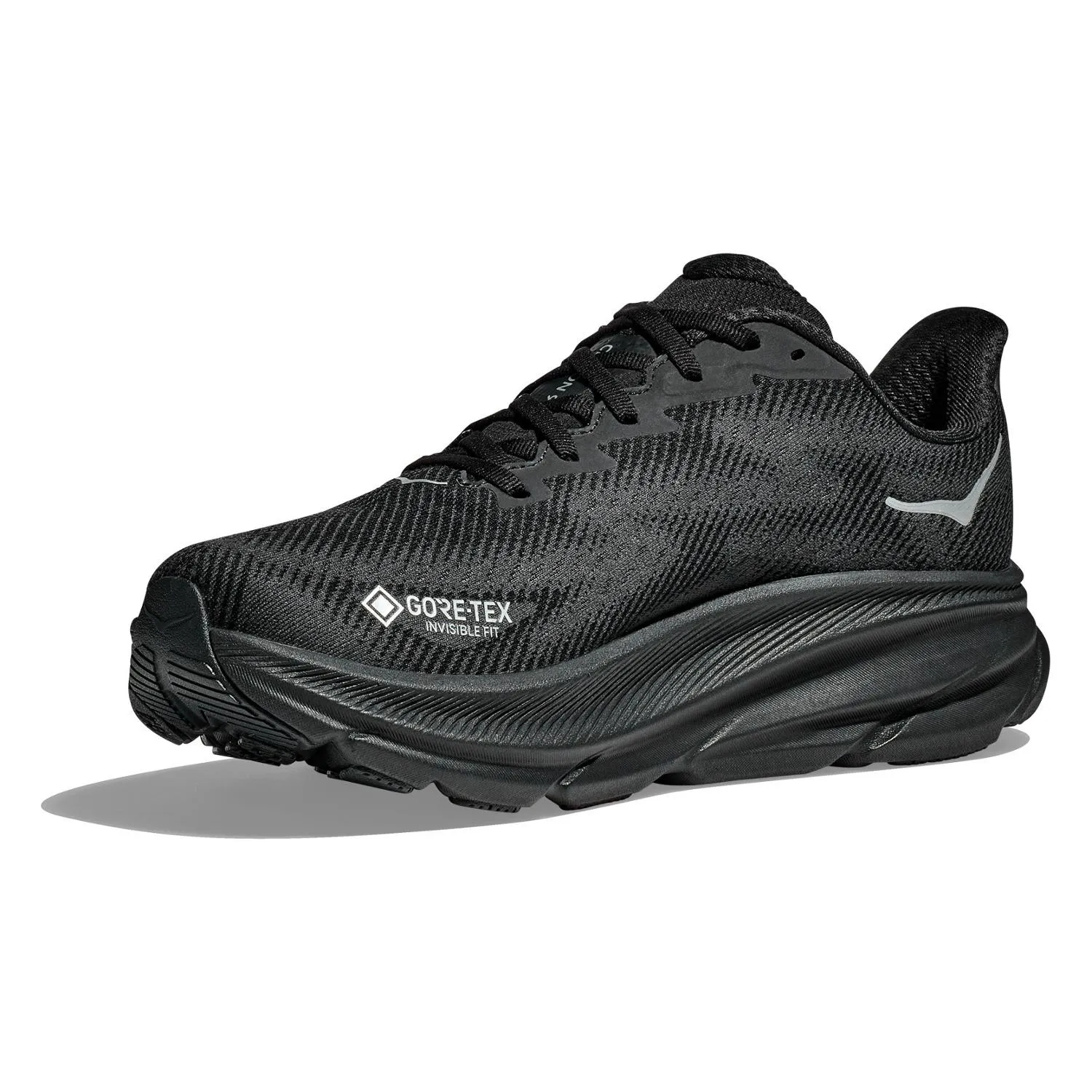 Женские дорожные беговые кроссовки Clifton 9 GTX HOKA, Black/Black — фото 4