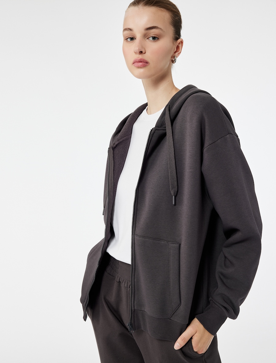 

Толстовка с капюшоном на молнии Koton, антрацит