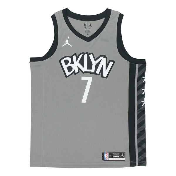 

Майка Air Jordan NBA Sports Basketball Vest 2020 Season Brooklyn Nets Durant 7 Jersey Gray, серый