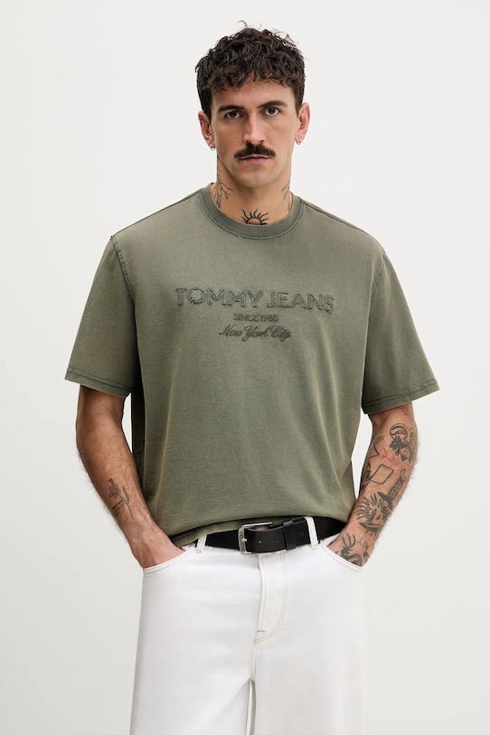 

Хлопковая футболка Tommy Jeans, зеленый