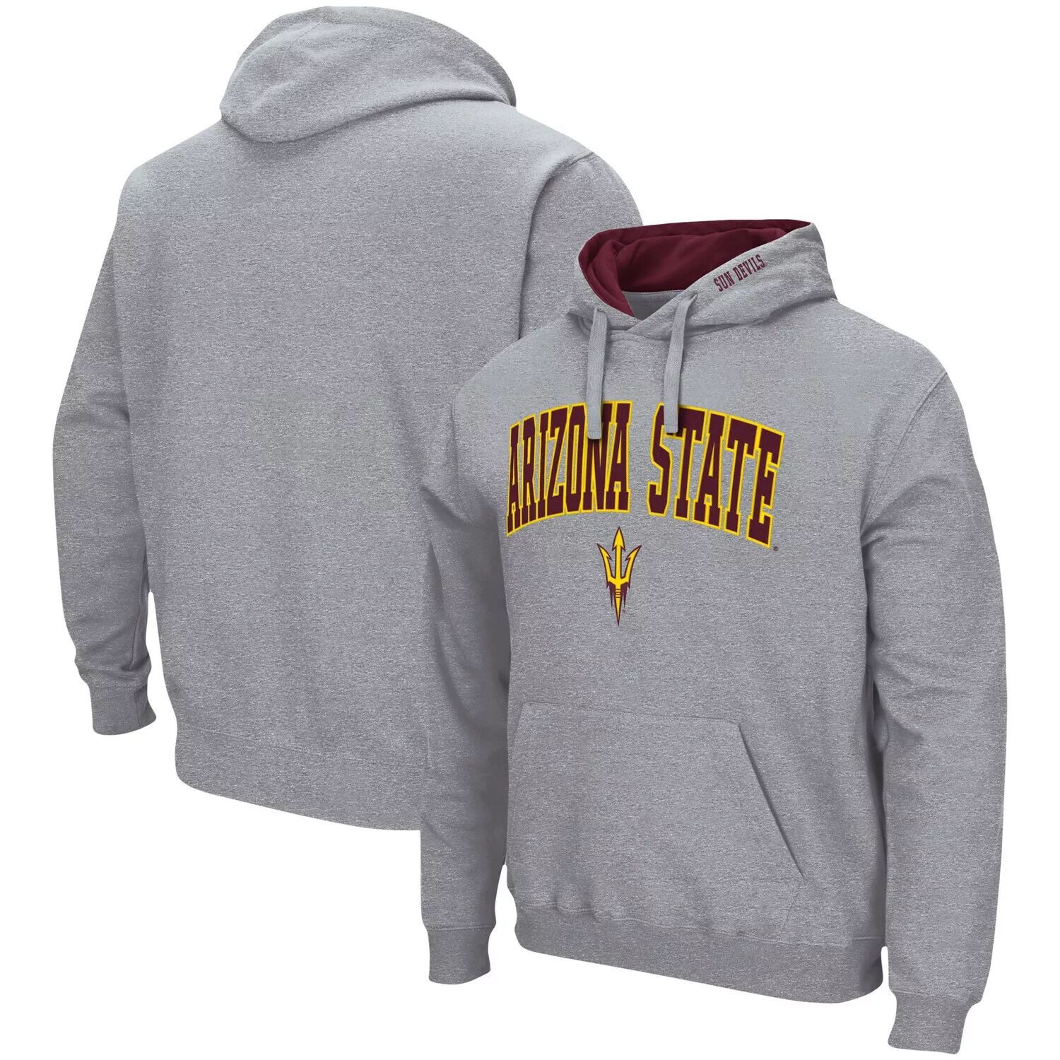 

Мужской серый пуловер с капюшоном Arizona State Sun Devils Arch & Logo 3.0 Colosseum