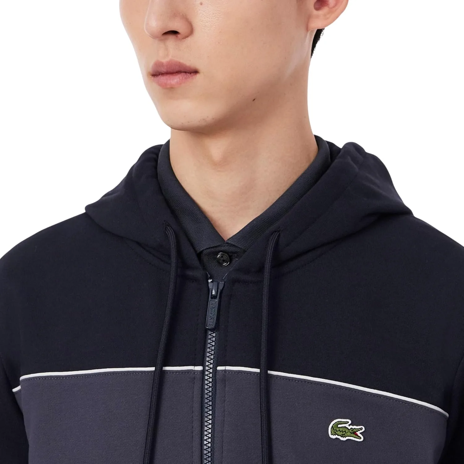 Lacoste мужская худи с молнией и цветными блоками — фото 2