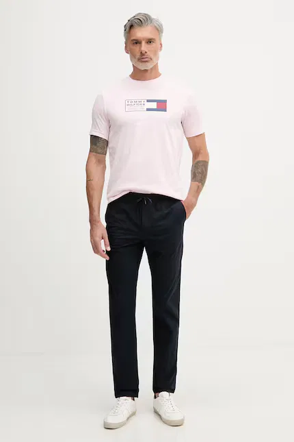 Брюки из материала slim fit Tommy Hilfiger, синий — фото 2