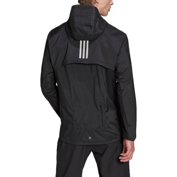 Куртка Men's adidas Solid Color Logo Printing Sports Hooded Long Sleeves Jacket Black, черный — фото 3
