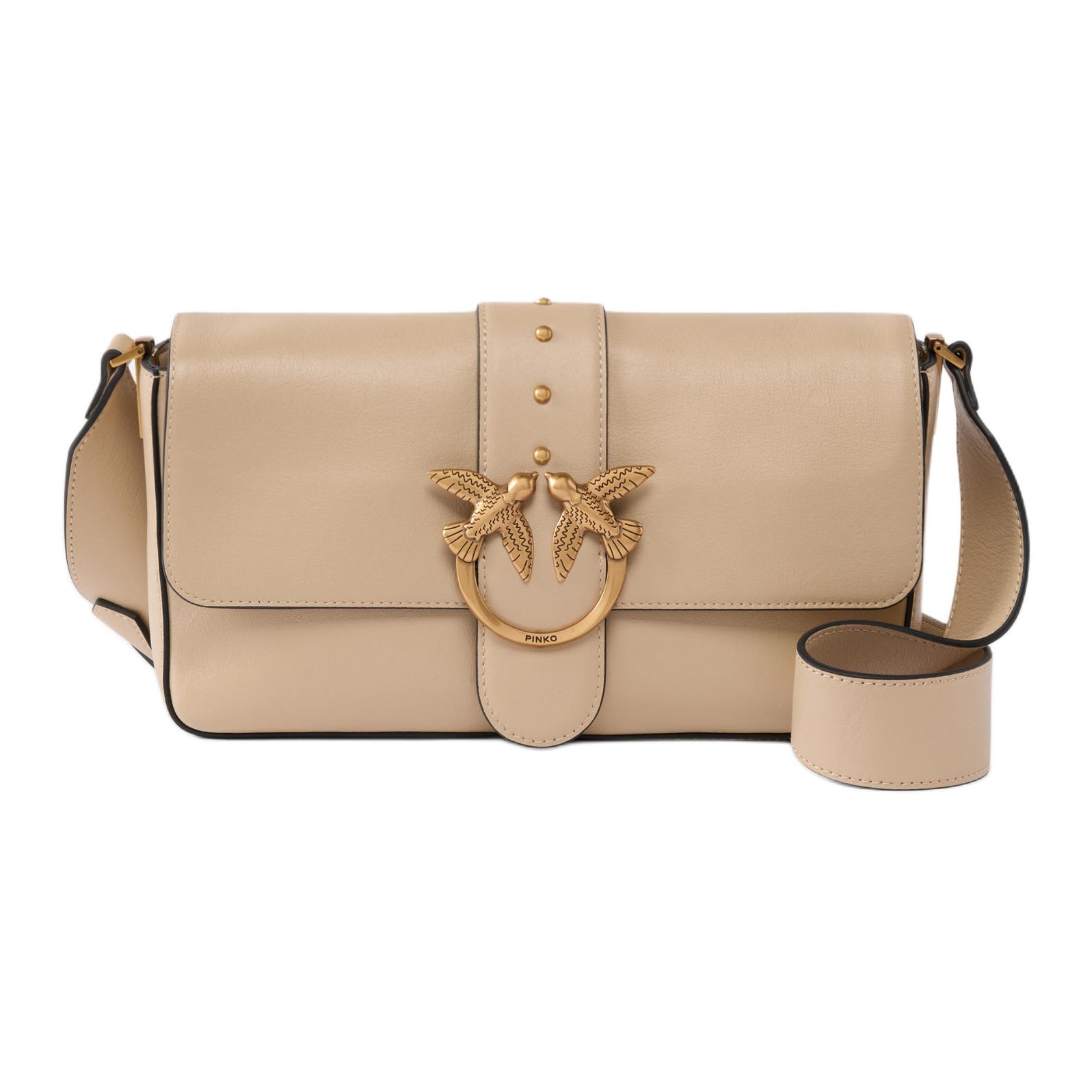 

PINKO Сумка Love Bag Cow Leather через плечо большая женская светло-коричневая