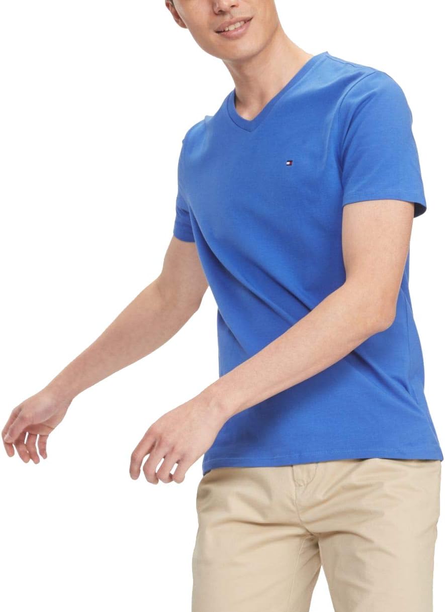 

Мужская оригинальная футболка Tommy Hilfiger Denim с V-образным вырезом и коротким рукавом, Nebulas Blue, Синий, Мужская оригинальная футболка Tommy Hilfiger Denim с V-образным вырезом и коротким рукавом, Nebulas Blue