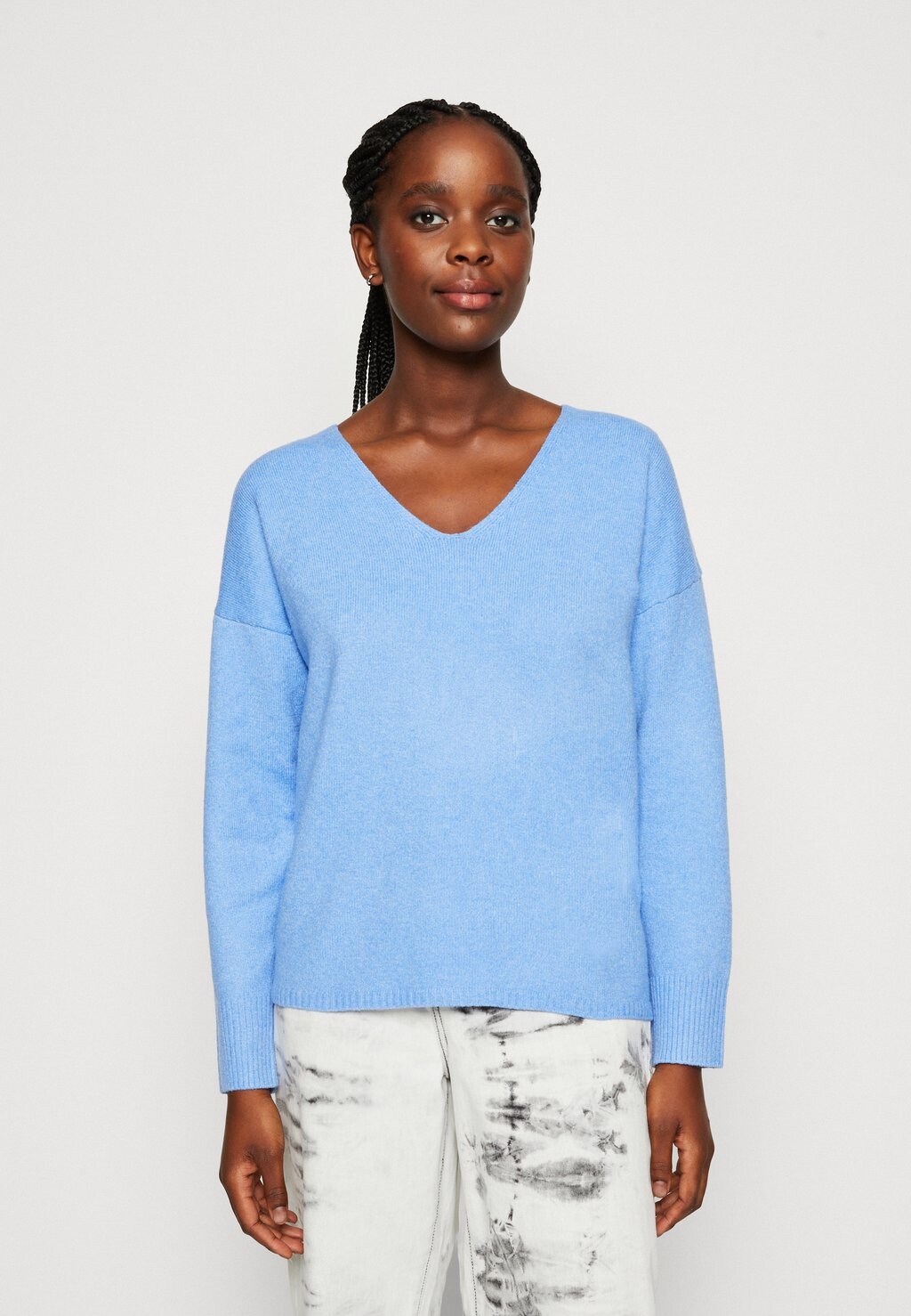 

Свитер ONLY Onlrica Life V Neck, прованс меланж, Синий, Свитер ONLY Onlrica Life V Neck, прованс меланж