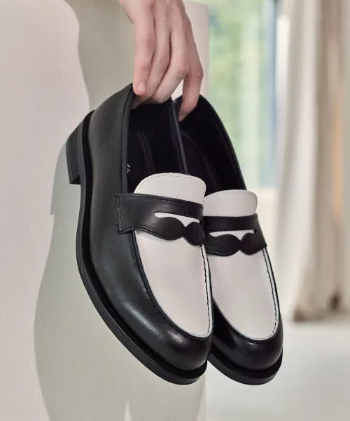 Мужские лоферы из натуральной кожи CUSTOMADE CR0087BW чёрно-белые — фото 2