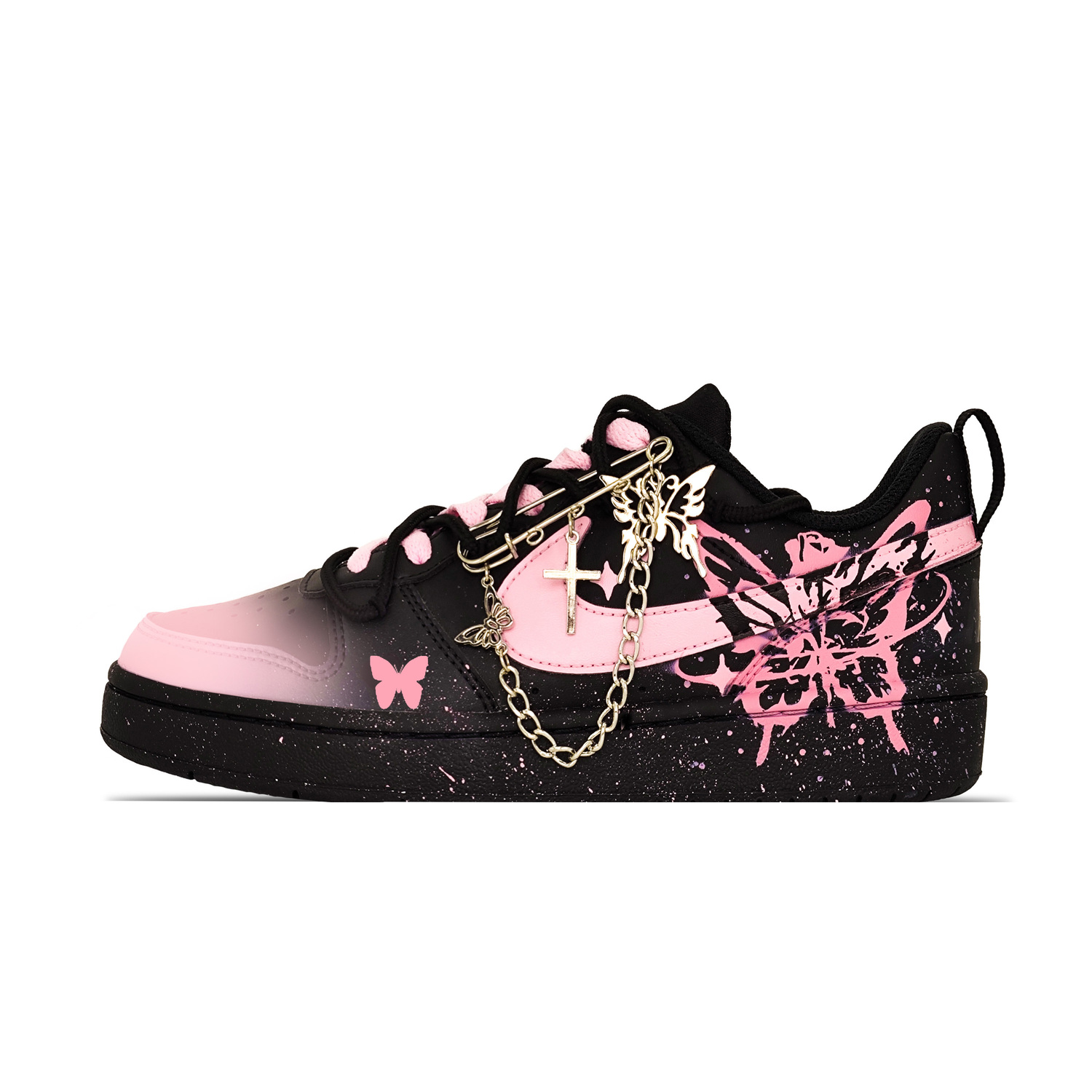 

Court Borough Dancing Butterfly нескользящие амортизирующие износостойкие скейтборд обувь kids' Nike, черный