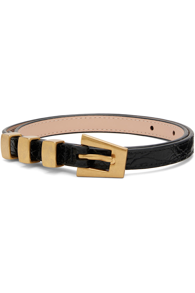 

Ремень Vic из кожи с тиснением под крокодила By Far, черный