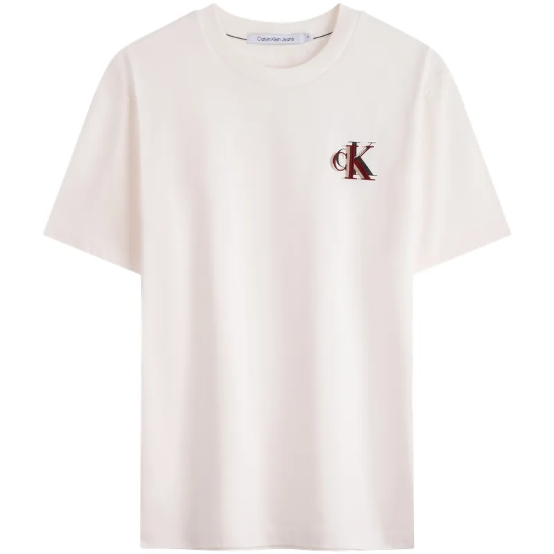 Футболка мужская с круглым вырезом, умеренный прямой крой Calvin Klein, ybh-айвори