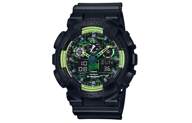 

CASIO Мужские часы с двойным жидкокристаллическим/аналоговым дисплеем, серия Green GA-100LY-1A