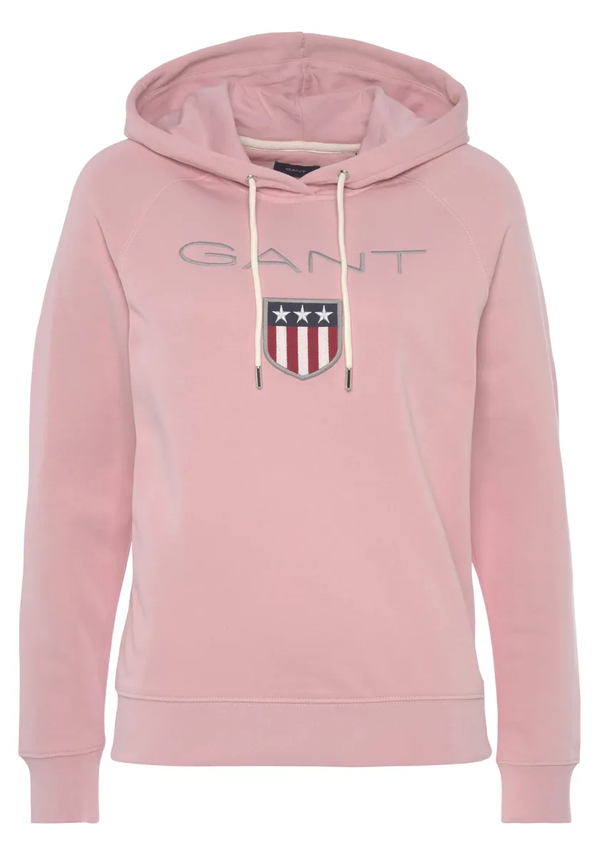 

Толстовка Gant "GANT SHIELD SWEAT HOODIE", с большой этикеткой спереди, розовый