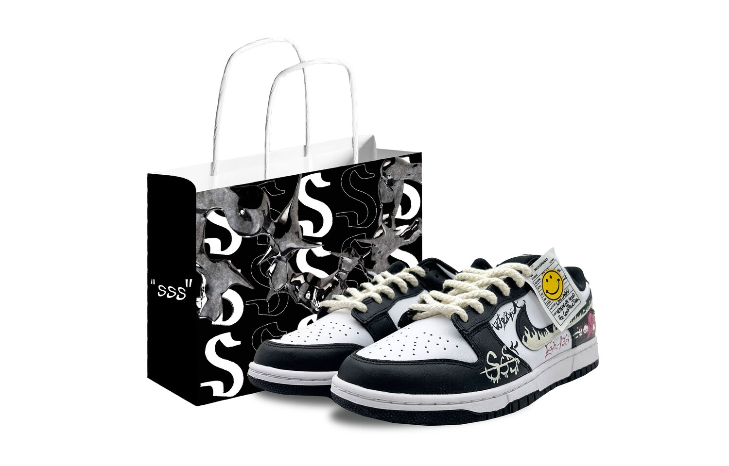 

Кроссовки Nike Dunk Skateboarding Shoes Unisex Low-top Black/white/pink/yellow, черный