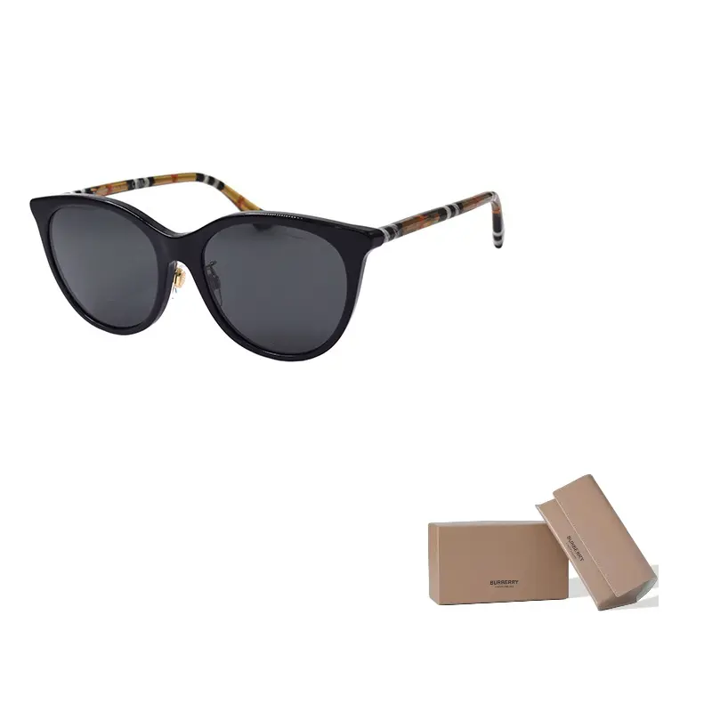 

Burberry Круглые солнцезащитные очки с оправой Plate Frame женские черные, Black