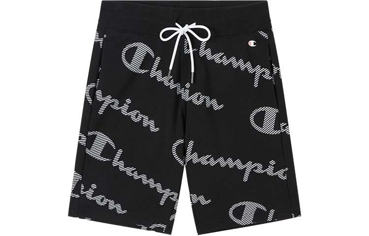 

Champion Повседневные шорты европейского образца унисекс, черные, с принтом по всей поверхности