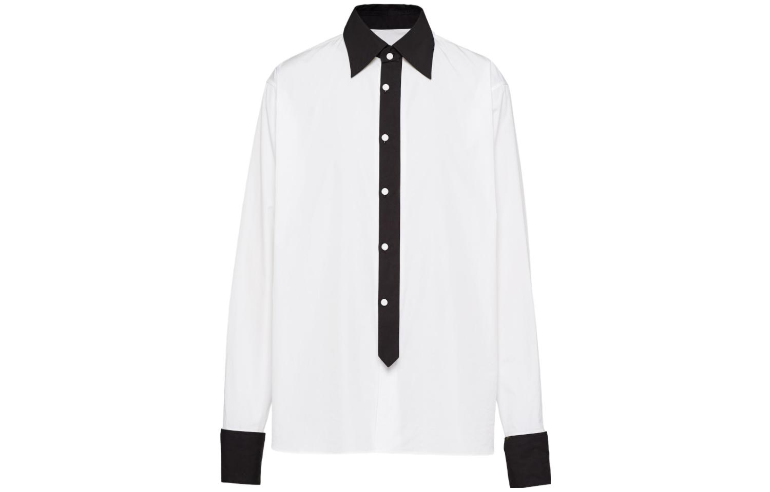 

Деконструированная хлопковая рубашка Prada, черный белый