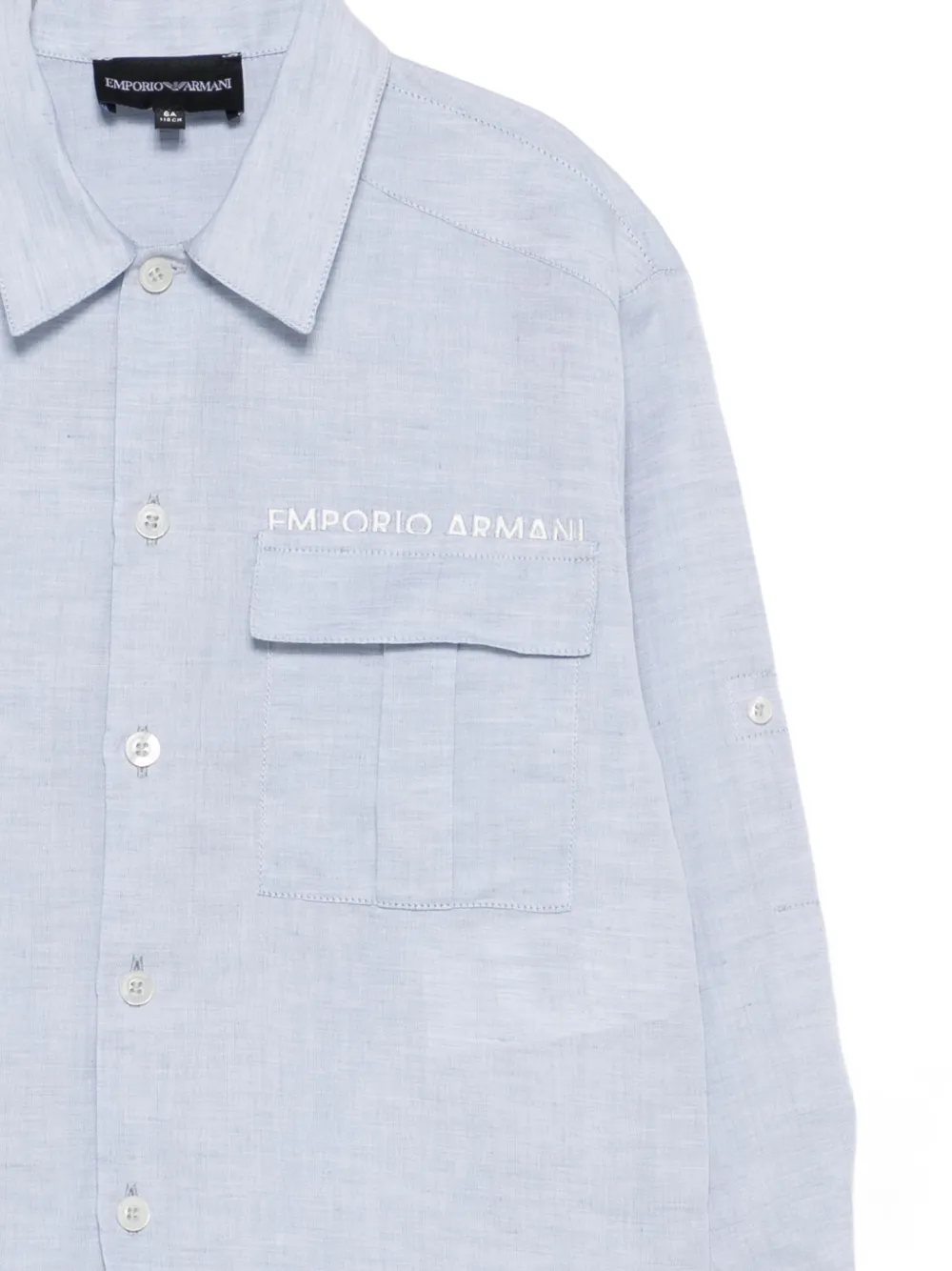 Рубашка с вышитым логотипом Emporio Armani Kids, синий — фото 3