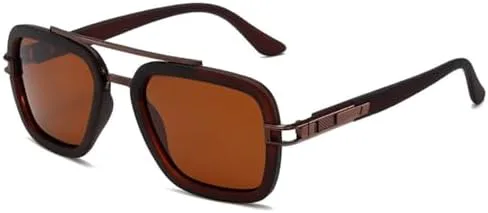 

Солнцезащитные очки в стиле ретро 2027 с двойной перемычкой, поляризованные, для мужчин и женщин, защита от УФ-излучения UV400, панк-очки MTZJH, Matte Tea Tea