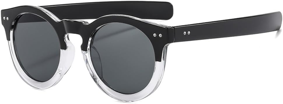 

Женские солнцезащитные очки овальной формы с защитой от УФ-излучения UV400, в стиле ретро с заклепками, мужские солнцезащитные очки в стиле панк HDUBFY, Black Clear Gray