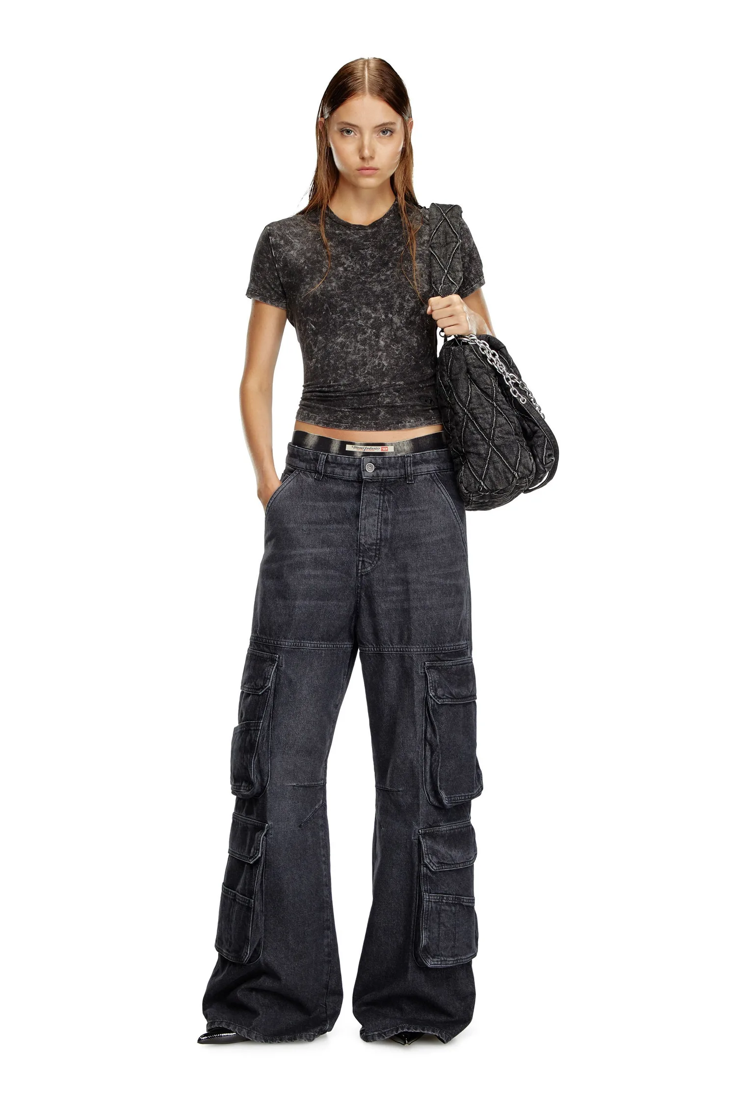 Женские джинсовые брюки-карго, свободного кроя. Diesel, black — фото 3