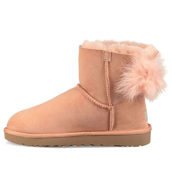 Кроссовки пушистый бант мини флисовая подкладка розовые красные Ugg, красный