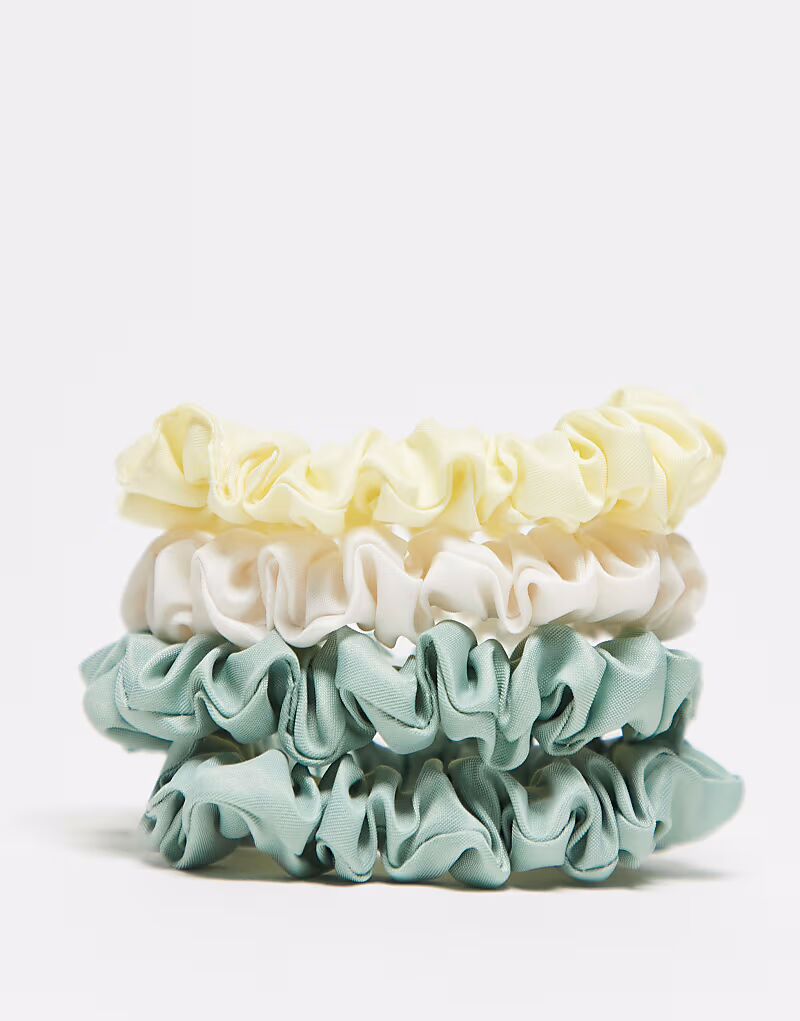 

Набор из 4 мини-резинок для волос кремового, зеленого и сливочно-желтого цветов Asos Design