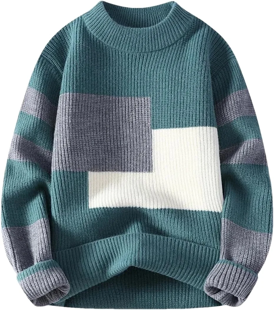 

Мужской свитер с блоком цвета Casual, вязаный, теплый ERFMFKL