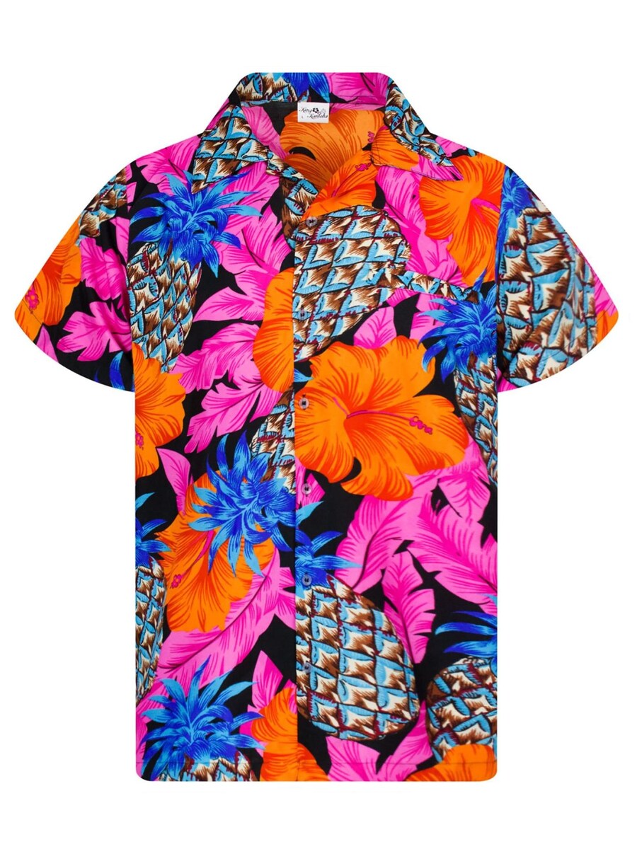 

Рубашка King Kameha Pineapple Hibiscus Black Line, розовый