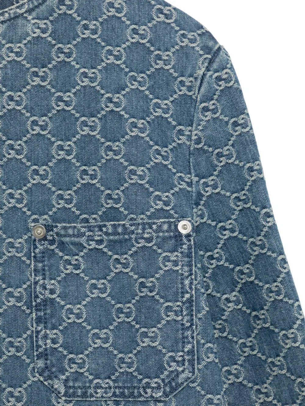 Жаккардовая джинсовая куртка Gucci Kids, синий — фото 3